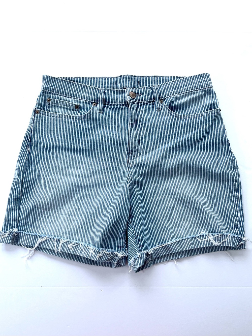 Vintage Calvin Klein Jeans Blue & White Striped Cutoff Denim Shorts Cotton Large